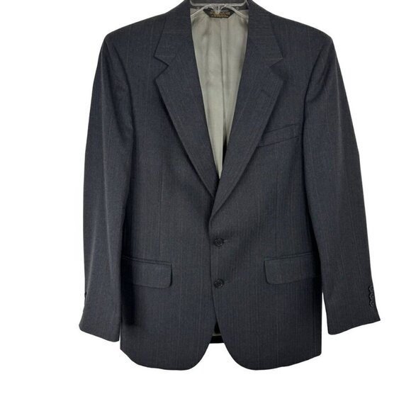 Johnny Carson for Belk Lindsey Grey Striped Blazer Sport Coat Jacket Union Made - Picture 1 of 12